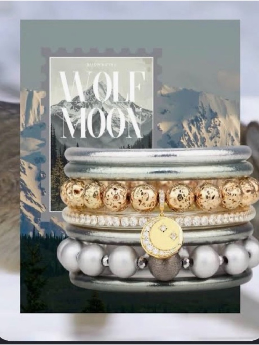 Budhagirl Limited Edition Wolf Moon Mixed Gold and Silver Bracelet Set
